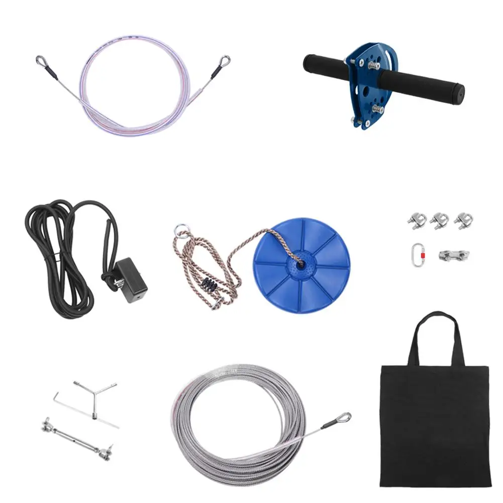 

Zip Line Kit for Kids and Adult Hand Shank Disk Safety Rope Wire Rope