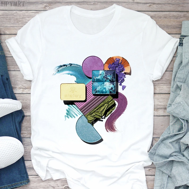 

Female Ladies Womens Lady T-shirts T Shirt Women Color Make Up Painting Fashion 3D Graphic Casual Short Sleeve Tees Tops T Shirt