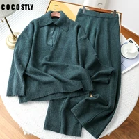 new women knitted suit winter tracksuit women sweater pants two piece set outfit pullover trouser 2 piece sets womens outfits