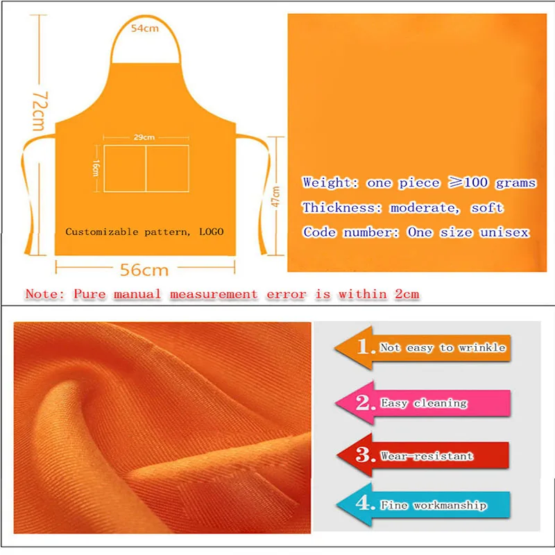 Пользовательский фартук унисекс водонепроницаемый для чистки кухни выпечки