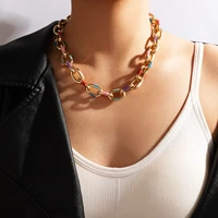 2021 fashion new big necklace for women twist gold multi color chunky thick chain necklaces party jewelry collar femme