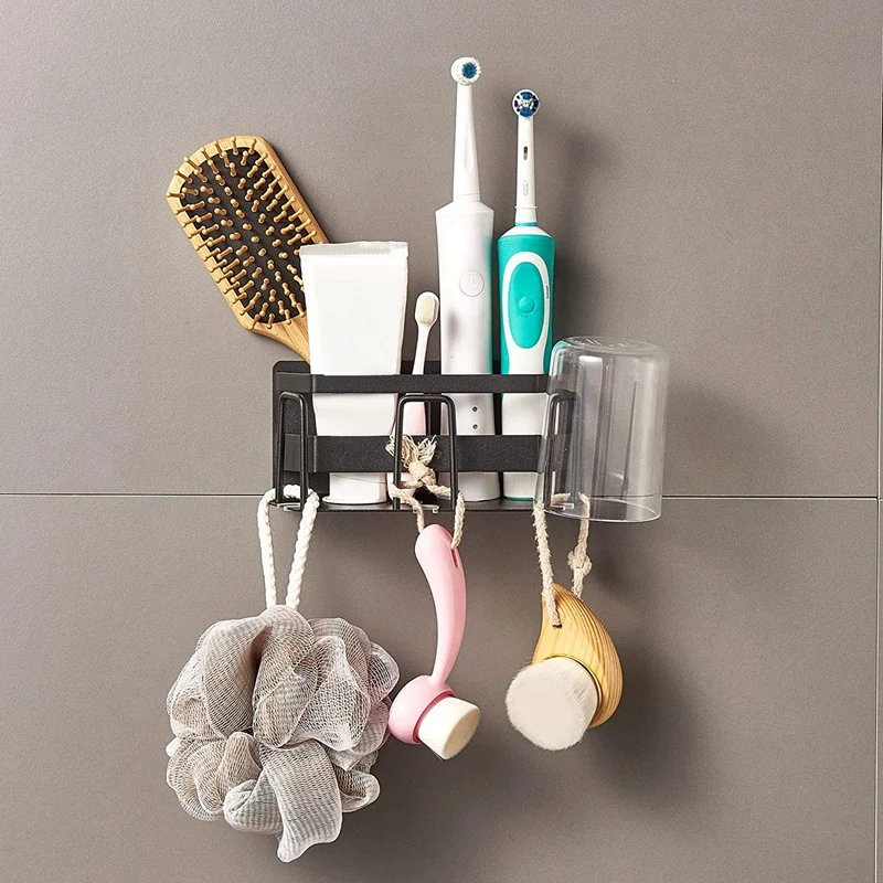 

HOT Stainless Steel Wall Mounted Toothbrush Holder Toothbrush Toothpaste Holder Razor Organizer,for Bathroom Shower Caddy