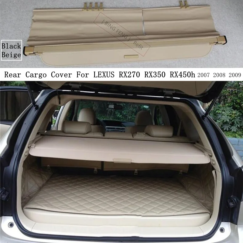 

Задняя крышка для грузовика LEXUS RX270, RX350, RX450h 2007-2009, защитный экран для багажника, защитный козырек, черный, бежевый, автомобильные аксессуары