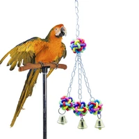 cute parrot bell ball cockatiel toys pet bird parakeet climb bite chew with hanging swing cage accessories pets supplies