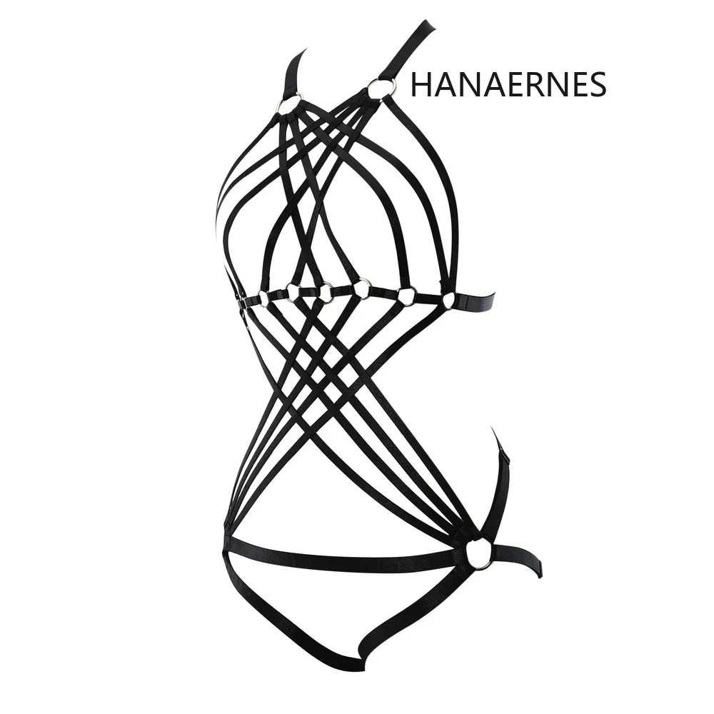 Черная сексуальная Сетчатая Конструкция HANAERNES Готическая клетка регулируемый