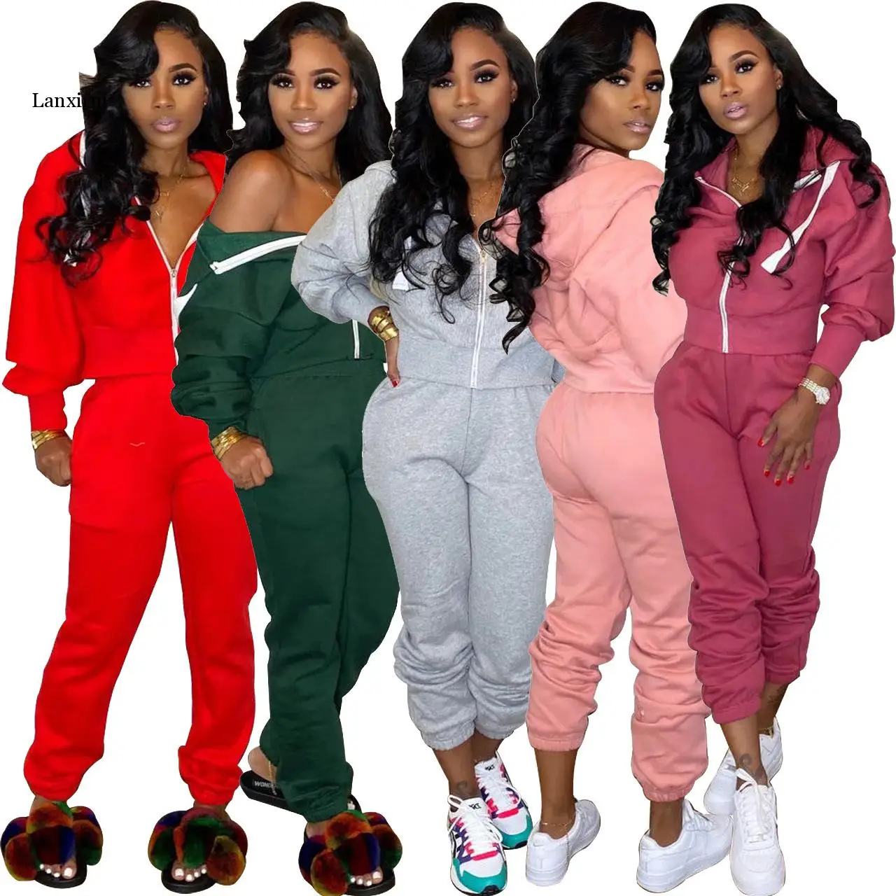 Женский спортивный костюм с капюшоном уличный комплект из 2 предметов спортивные