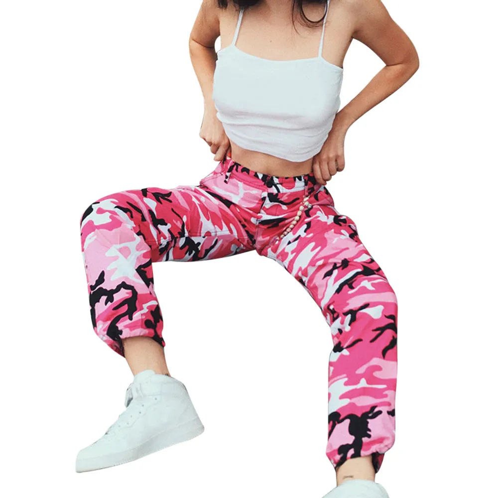 Women Sports Camo Cargo Pants Outdoor Casual Camouflage Trousers Jeans Plus Size Mid Waisted Femme High Quality Cotton |