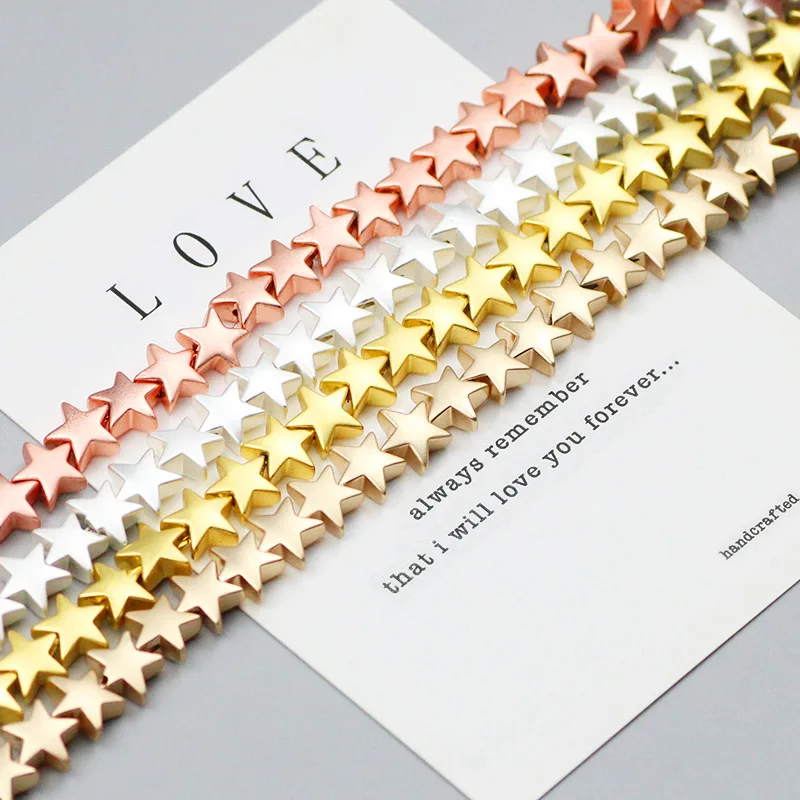 WLYeeS натуральный камень пентаграмма 14 Золото Серебро гематит бусины Звезда Шарм