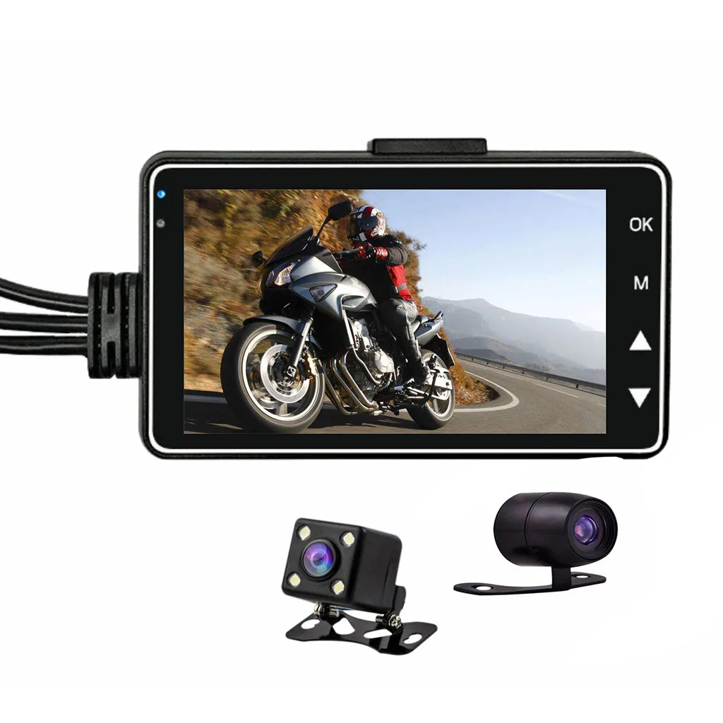 FHD 1080P Водонепроницаемая Wi-Fi камера " мотоциклетный видеорегистратор Передняя и задняя двойная камера для вождения видеорегистратор мото велосипед HD