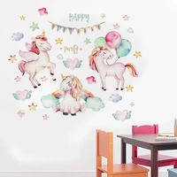 cartoon unicorn wall sticker balloon unicorn sticker for childrens room living room bedroom party unicorn decorative painting