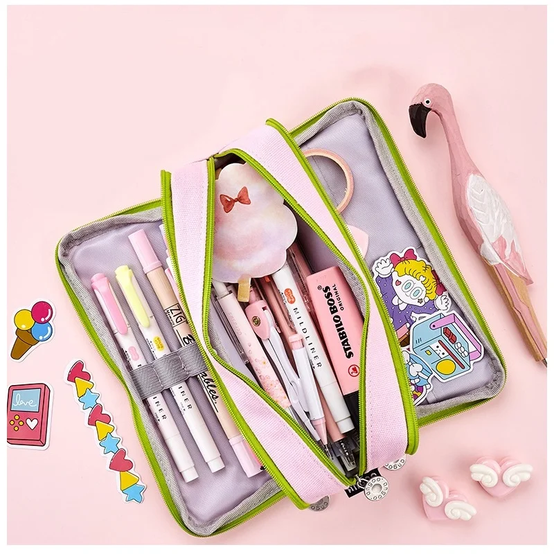 Angoo крокодил динозавр ручка чехол сумка для карандашей 3 слоя Холст мультфильм