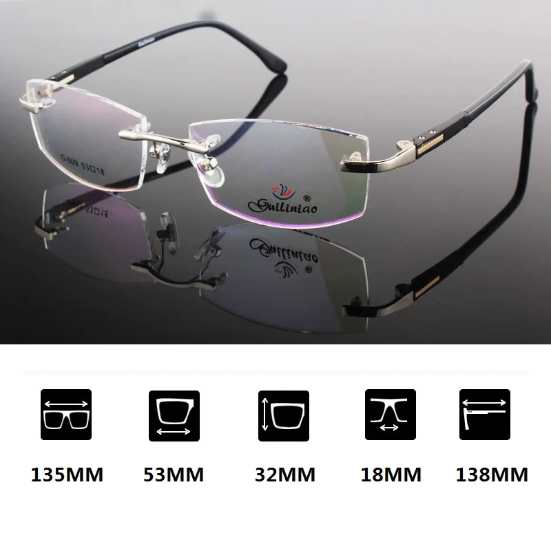 Zerosun очки без оправы для мужчин по рецепту близорукость/диоптрий оптические