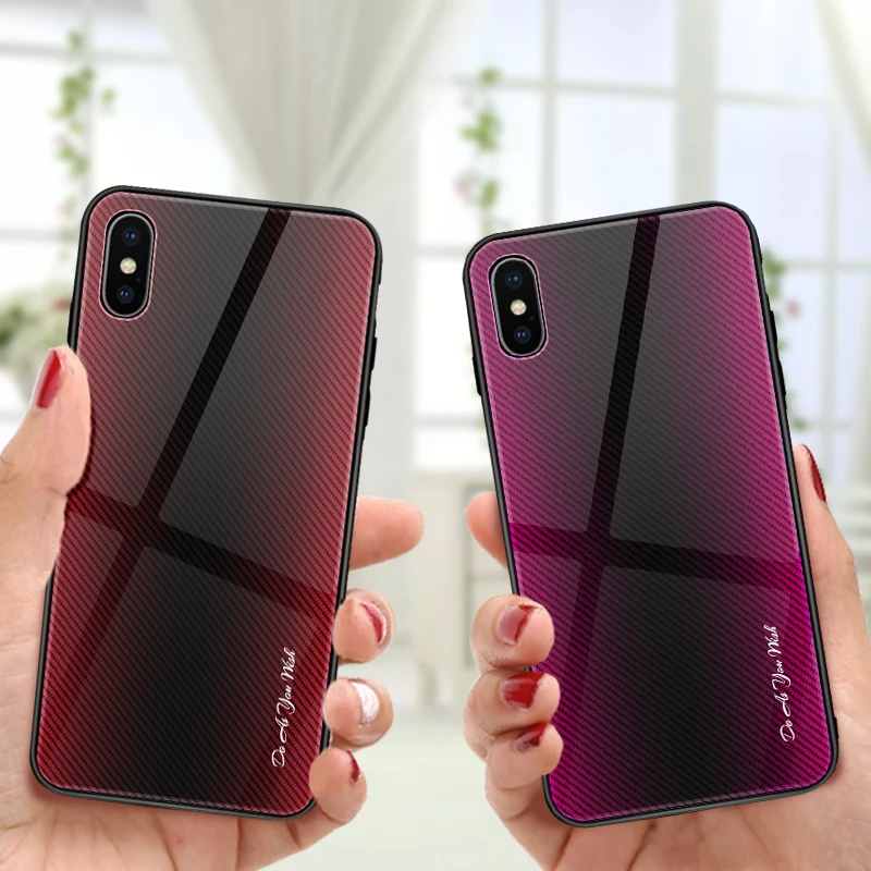Чехлы из закаленного стекла с градиентом для iPhone 10 Ten X XS Max XR цветной стеклянный