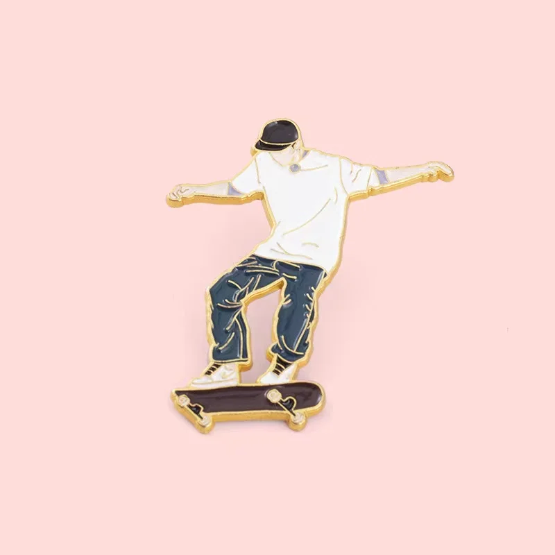 Extreme Sports Enamel Pin Custom Handsome Star Skateboard Br