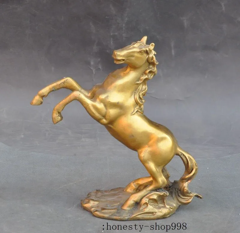 

christmas 8"Chinese Fengshui brass success Zodiac year Animal Jump Horse Lucky statue halloween