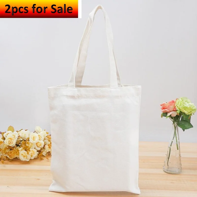 

Blank Bag 2pcs For Sale 22x25cm Canvas Bag Folding Tote Unisex Blank DIY Original Design Eco Foldable Cotton Bags Canvas Handbag