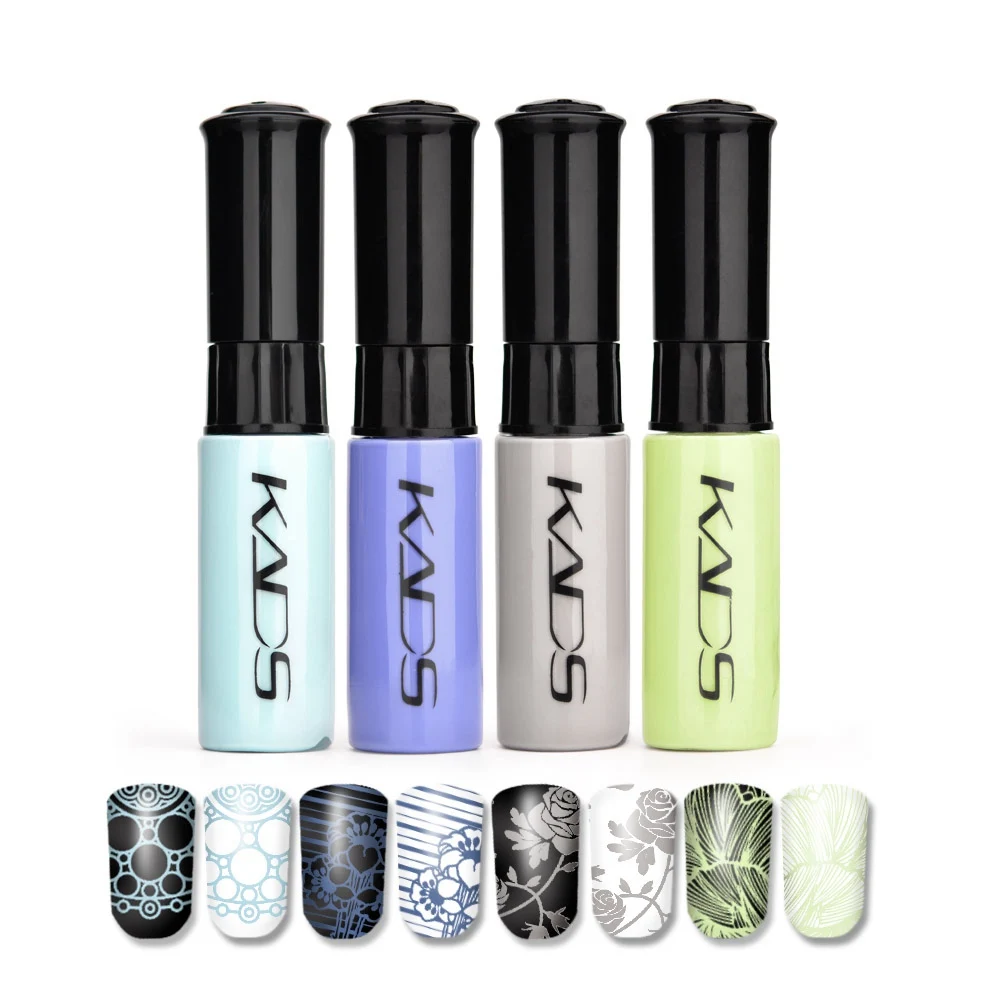 Kads 4 шт./компл. Décoration d'ongles лак для ногтей маникюр Décorations тиснения Décoration d'ongles лак красоты ногтей Décorations Outils - Цвет: Белый