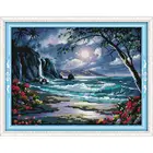 Набор для рукоделия с изображением моря под луной, 11CT14CT, наборы для вышивки крестиком на холсте, Декор