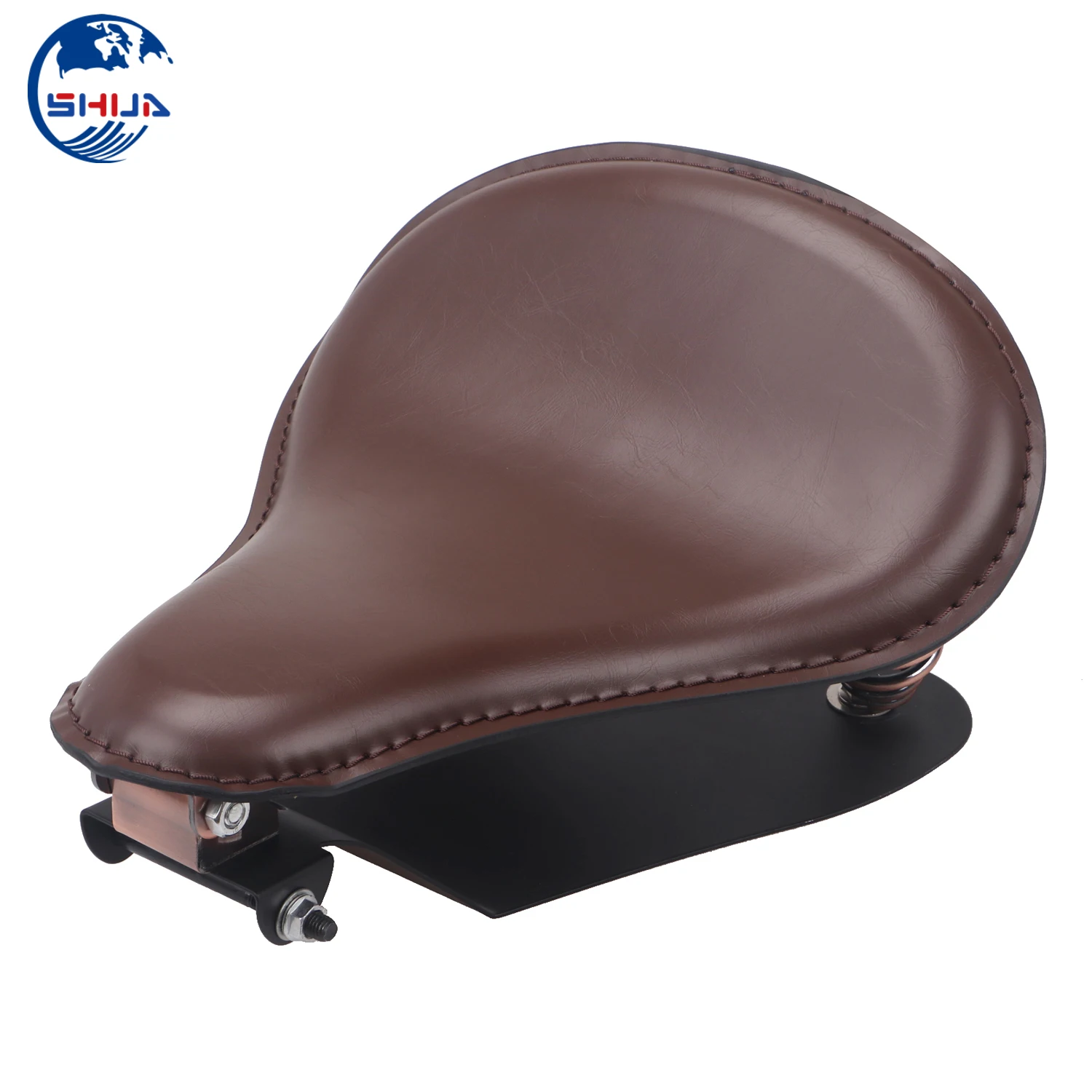 Ретро коричневый кожаный тонкий Solo Seat + 3 &quotпружинный Кронштейн монтажный