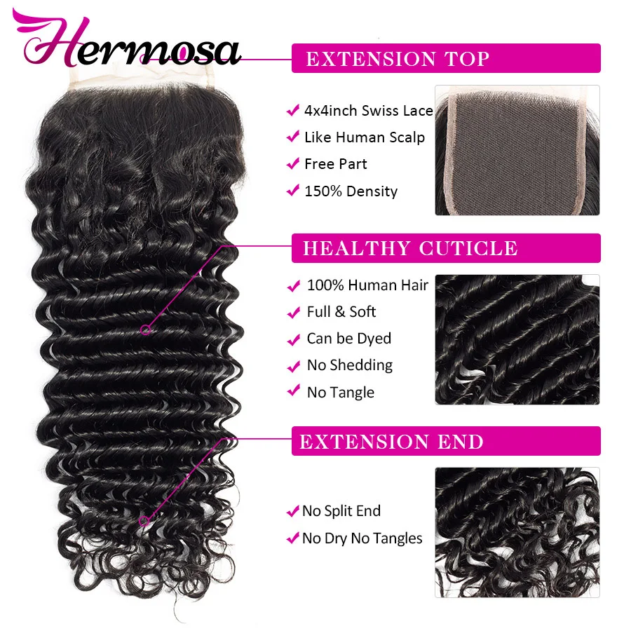 Hermosa бразильские пучки глубоких волн с закрытием двойные уток Remy человеческие