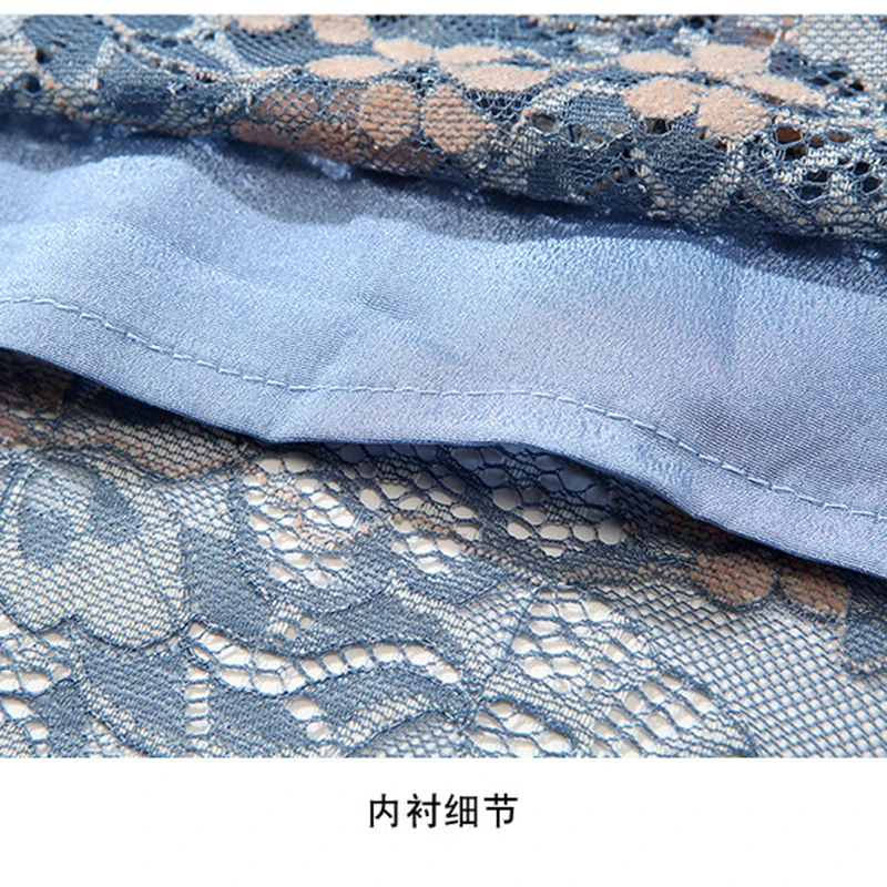 

Women's Dress Spring New Elegant Lace Dress Long Sleeve High-end Lace V-neck Dress Sashes Waist A-line Long Dress ML707