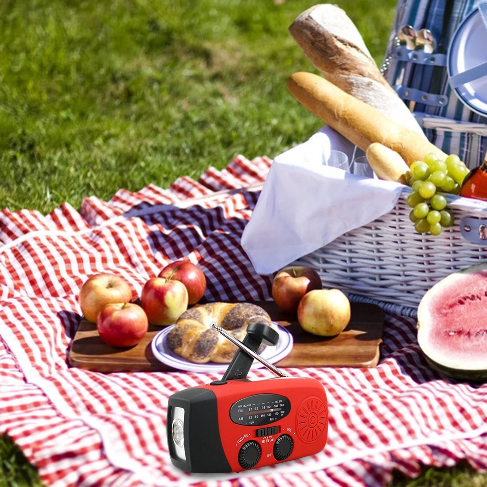 multifunctional radio mobile phone emergency charging hand cranked solar radio emergency led flashlight and power bank free global shipping