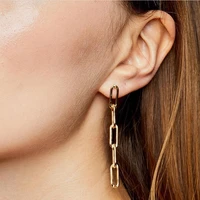 new hot fashion jewelry geometry box chain earrings for women simple long metal drop dangle earrings party female jewellery