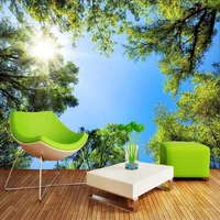 custom 3d landscape green forest blue sky sunlight nature landscape bedroom living room tv background mural waterproof