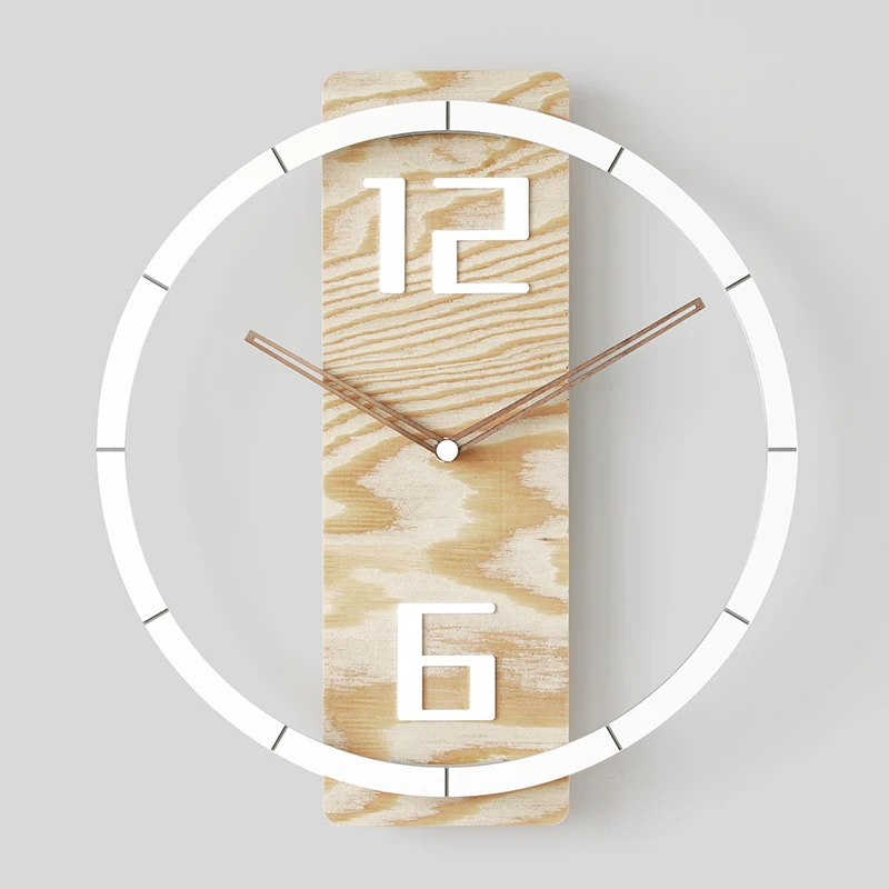 

Fashion Round Wall Clock Unique Creative Wooden Wall Clock Retro Vintage Dining Room Office Horloge Murale Modern Decor