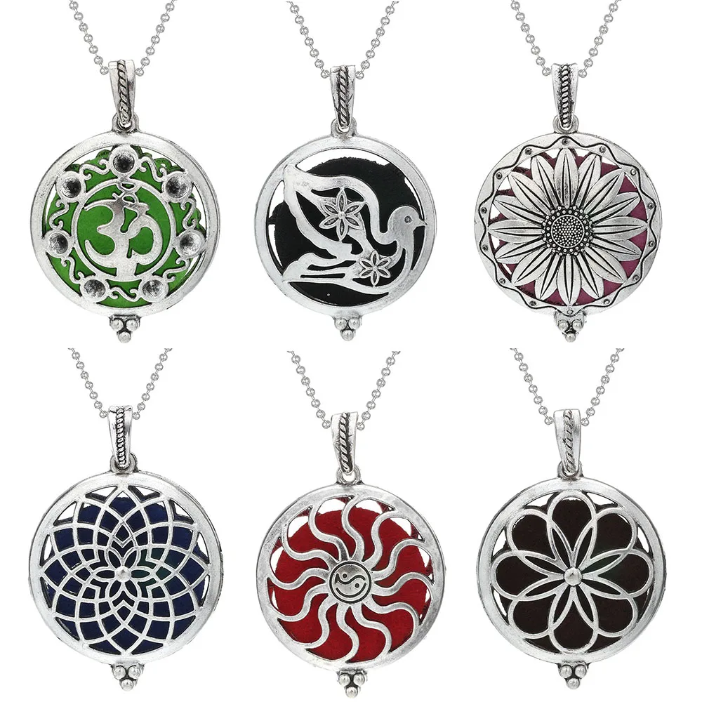 

Aromatherapy Necklace Flower Magnetic Diffuser Jewelry Vintage Open Locket Pendant Essential Oil Perfume Aroma Diffuser Necklace
