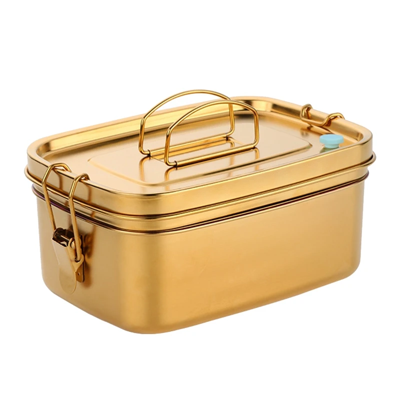 

1.5L 304 Stainless Steel Lunch Box Double Layers Bento Food Container Snack Storage Thermal Box Dinnerware