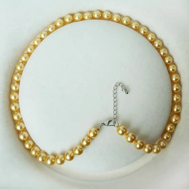 Оптовая продажа элегантное жемчужное ожерелье 8 мм белого синего золотого