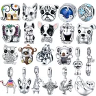 INBEAUT, соответственные Пандоре обаятельные браслеты амулеты Серебро 925 Оригинальный слон собака, коала белка бусины маска ленивого кота Ежик олень Подвеска 