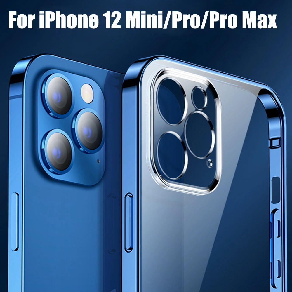 Для iPhone 12 Pro Max 2020 квадратный прозрачный силиконовый чехол для мини покрытие
