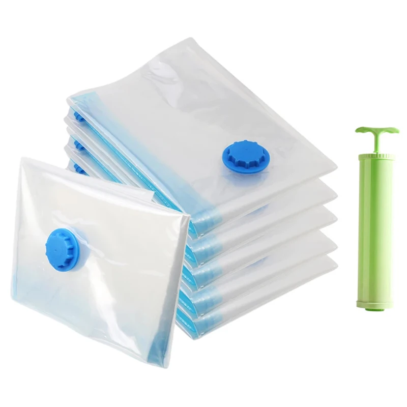 

5Pcs Transparent Vacuum Bag Clothes Storage Bag With Valve Reusable Food Storage Bag Sack Vacuum Bag Organizer For Clothes