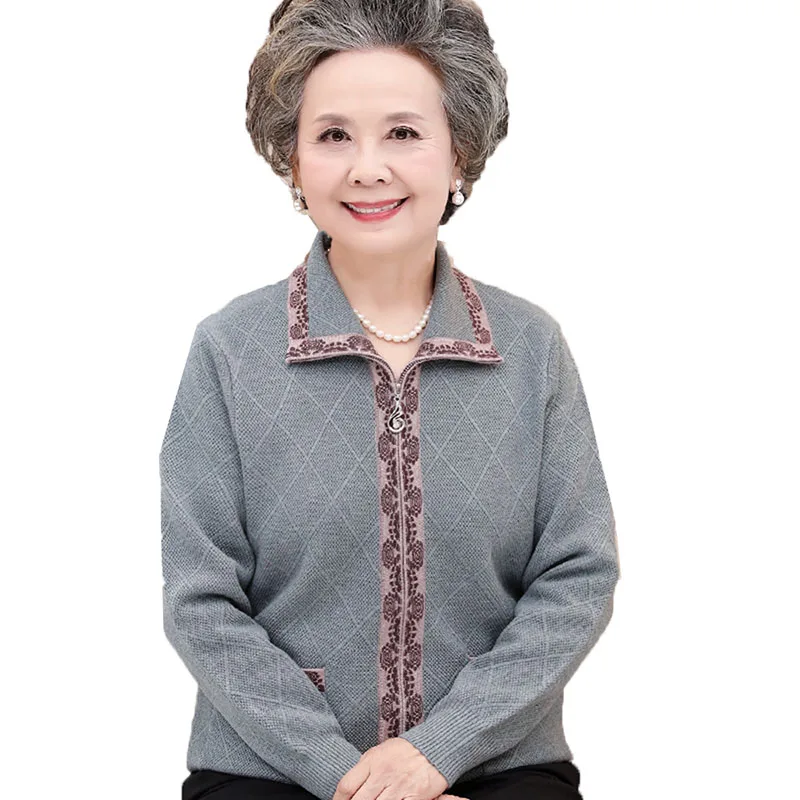 Высококачественный кашемировый свитер женский пальто среднего возраста и