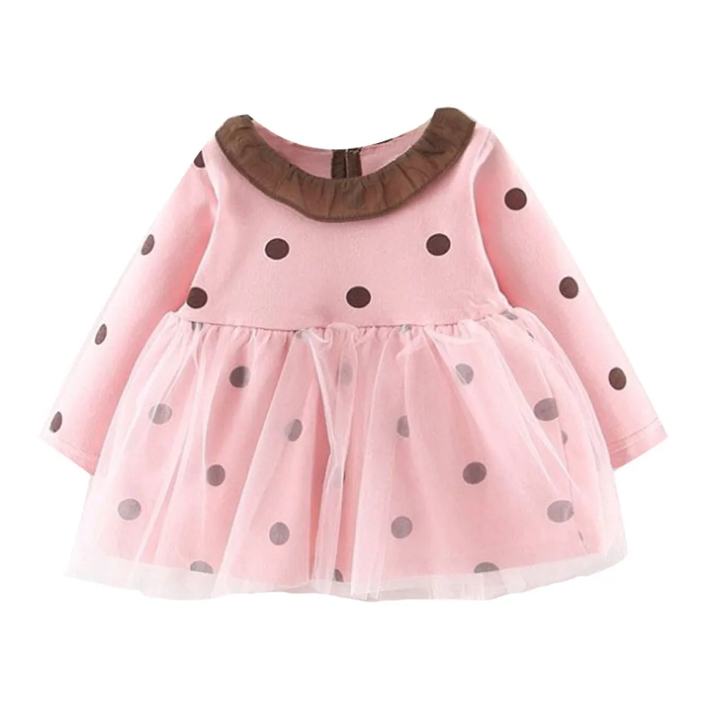 Платье принцессы в горошек для маленьких девочек платье из тюля с принтом зимняя