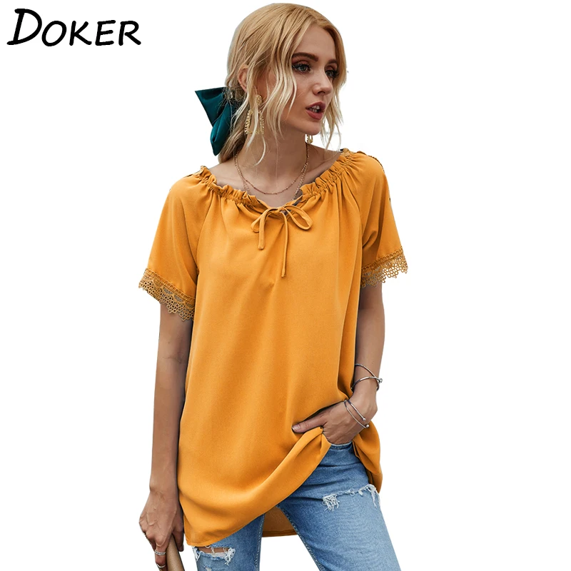 Женские топы и блузки 2020 летние с коротким рукавом элегантные женские открытыми