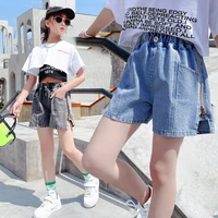 big girls denim shorts 4 to 14 years summer short jeans with zipper solid cotton 2021 new fashion teenager kids school clothing