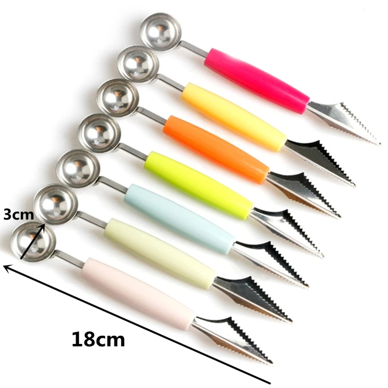 

Kitchen Accessories 2 in1 Dual-head Stainless Steel Carving Knife Fruit Watermelon Ice Cream Baller Spoon Home Kitchen Gadgets