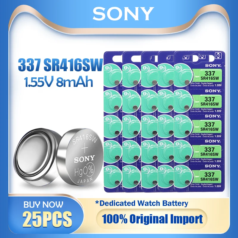 Батарейка для часов Sony 337 SR416SW 1 55 в 25 шт. | Электроника