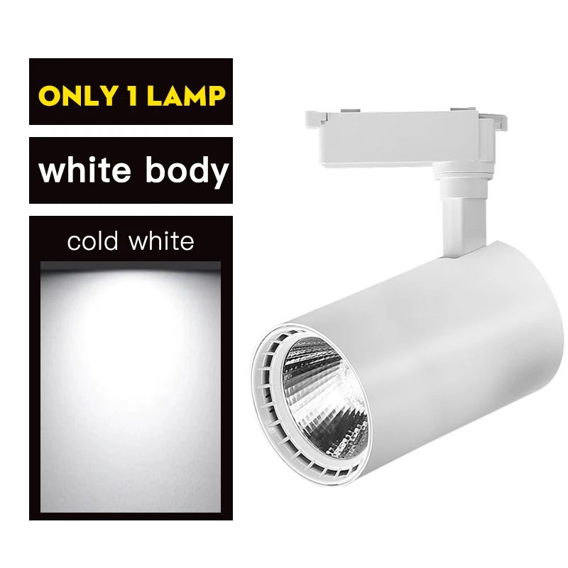 cold white 1 lamp Трековый светильник 12 Вт 20 Вт 30 Вт 40 Вт COB светодиодный Трековый светильник s светильник Точечный потолочный светильник 220 В Точечный светильник рельсовый светильник для магазина кухонной комнаты - Испускаемый цвет: cold white 1 lamp