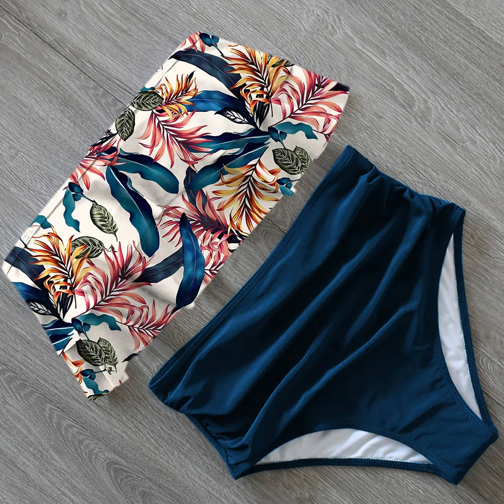

2020 New Bikinis Women Swimsuit High Waist Bathing Suit Plus Size Swimwear Push Up Bikini Set Vintage Beach Wear Biquini