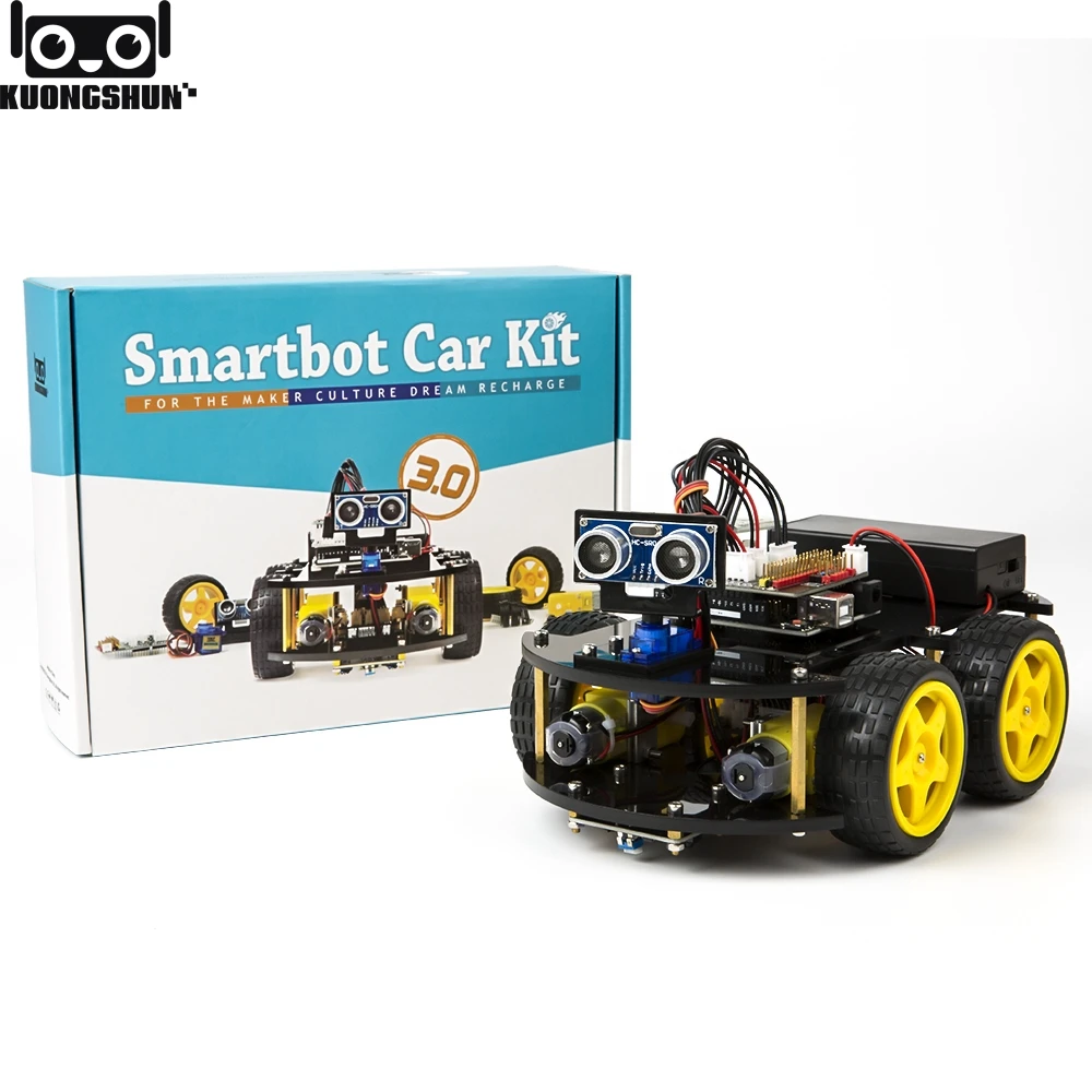 Умный робот автомобильный комплект для ARDUINO UNO R3 с ультразвуковым датчиком/модулем Bluetooth/пультом дистанционного управления и обучающим CD