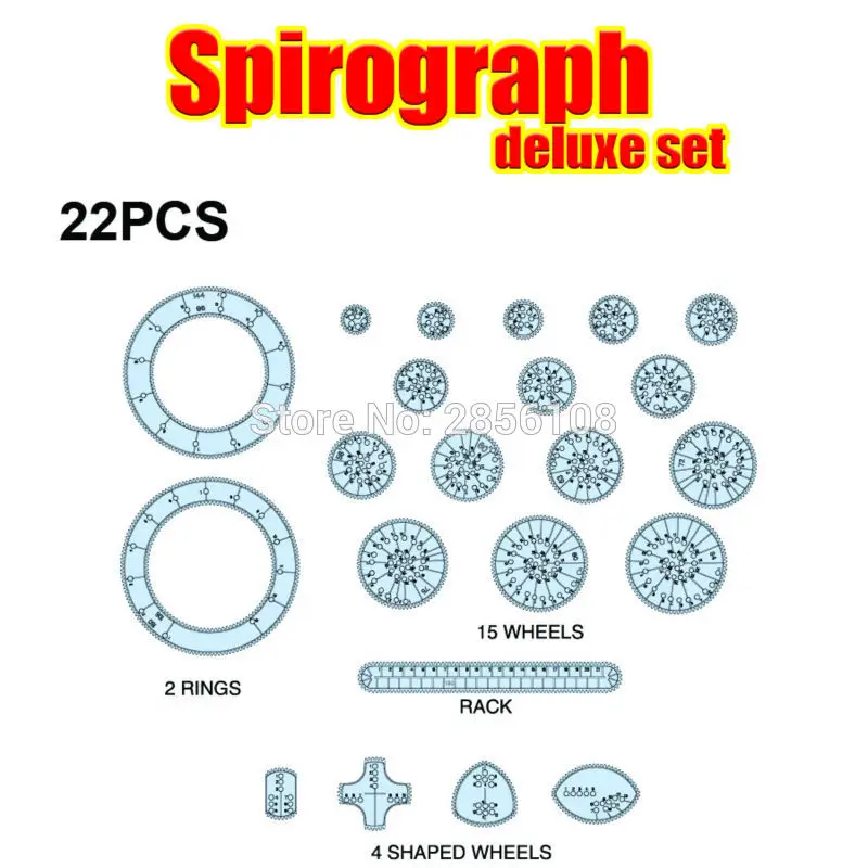 Набор игрушек для рисования Spirograph с 3 ручками + 22 аксессуарами спиральные