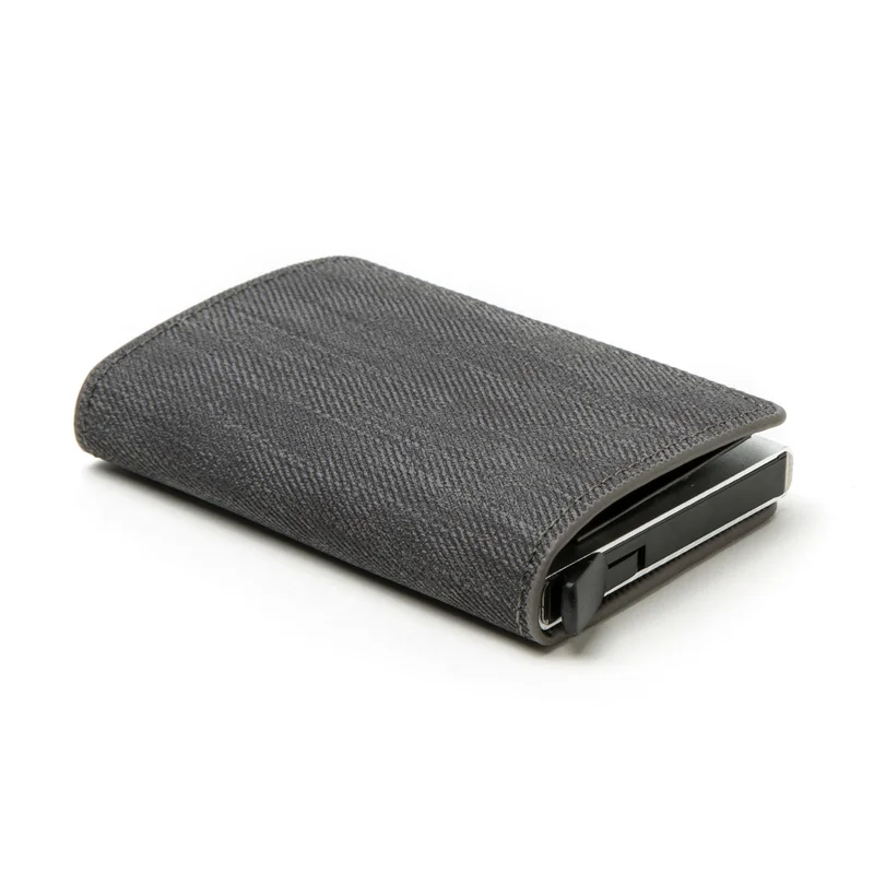 

Business ID Credit Card Holder Men and Women Metal RFID Vintage Aluminium Box PU Leather Card Wallet Note Carbon