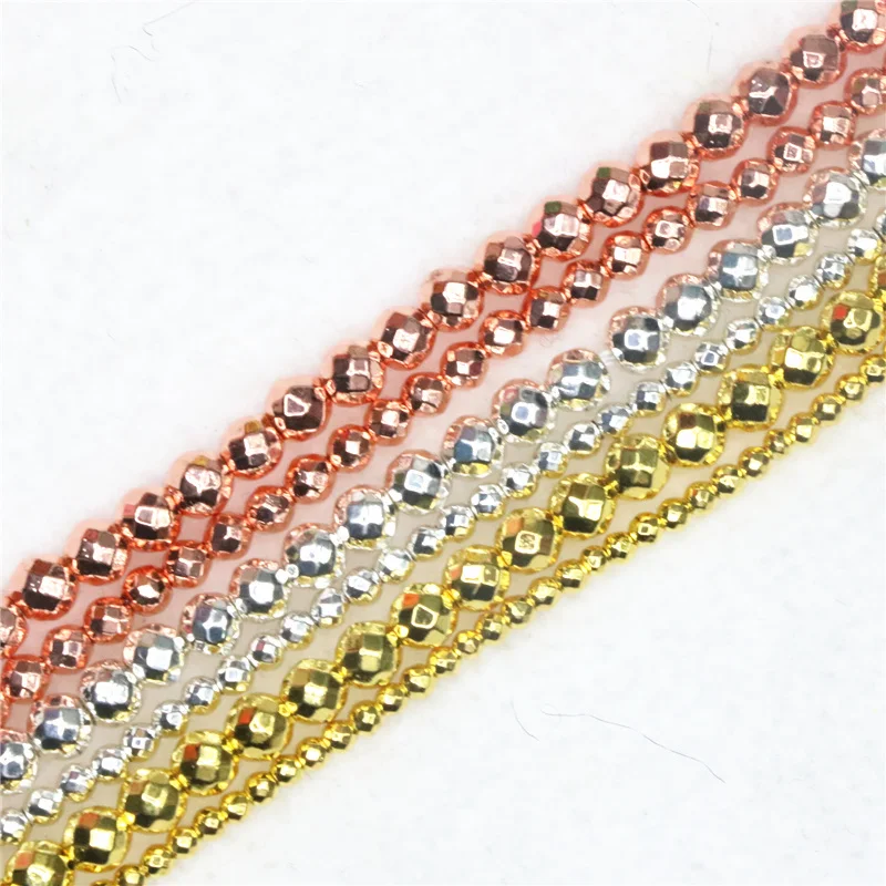 Оптовая продажа с фабрики Круглые граненые широкие бусины АА + розового золота и