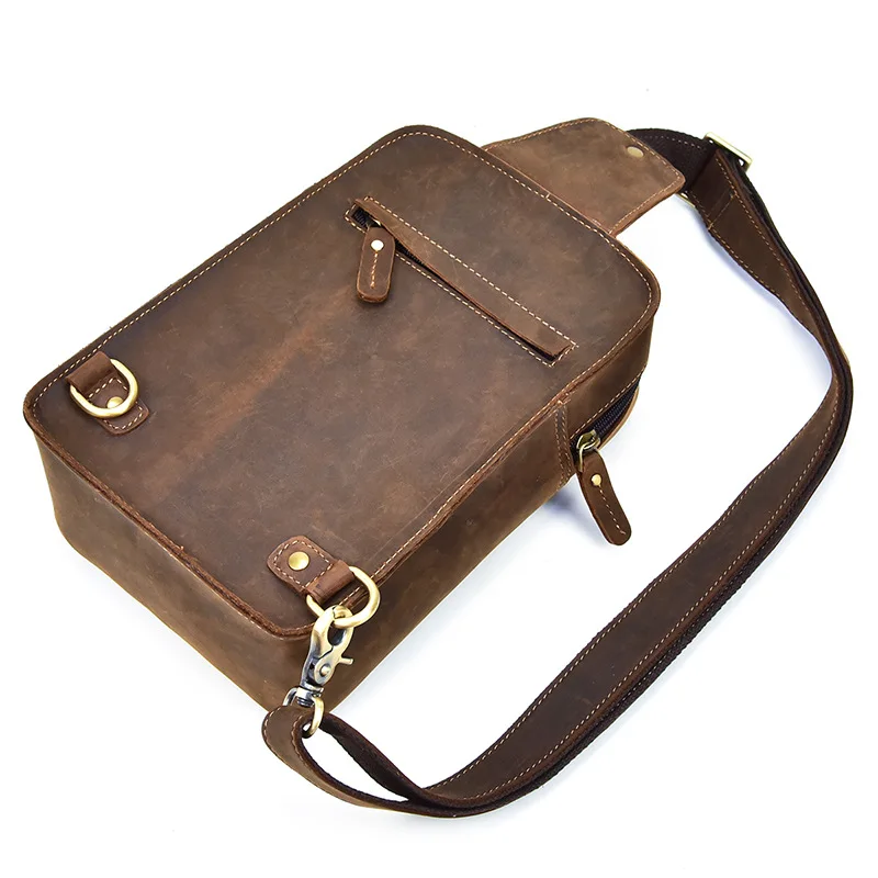 Роскошная дизайнерская мужская кожаная нагрудная сумка из натуральной кожи