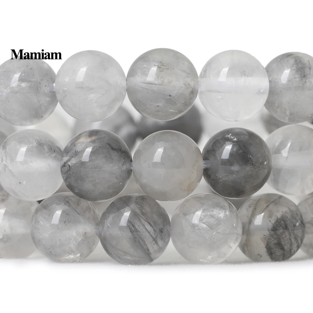 

Mamiam Natural Cloudy Quartz Crystal Beads 6-10mm Smooth Round Stone Diy Bracelet Necklace Jewelry Making Gemstone Gift Design