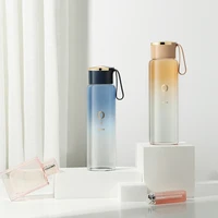 luxury gradient colors glass water bottle 400ml portable tea bottle juice shaker cups adults gifts eco friendly camping office